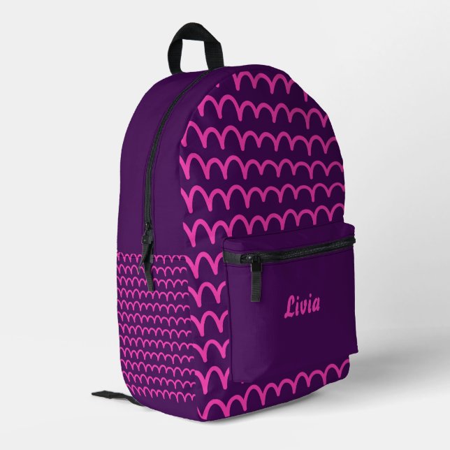 Personalized Dark Neon/Pink Handwriting Printed Backpack (Back Corner Left)