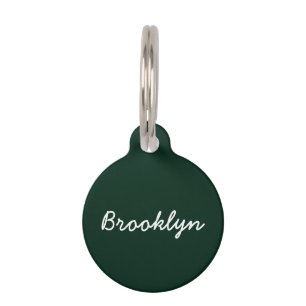 Personalized dark pine green custom script name  pet tag