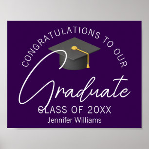 Personalized Dark Purple 2026 Graduation Party Poster