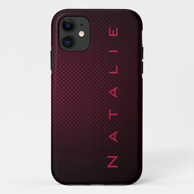 Personalized Dark Purple carbon fibre patterned Case-Mate iPhone Case (Back)