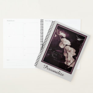 Personalized Dark purple orchid Planner