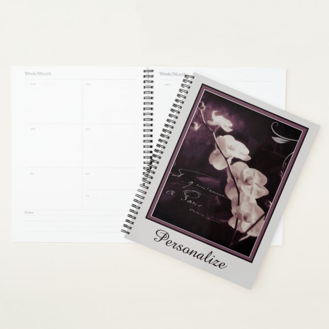 Personalized Dark purple orchid Planner (Display)