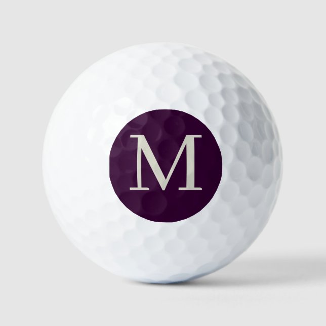 Personalized Dark Purpule Monogrammed  Golf Balls (Front)