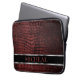 Personalized Dark Red Leather  Laptop Sleeve (Front Left)