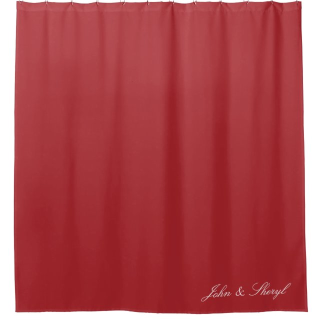 Personalized Dark Red Solid Colour Shower Curtain (Front)