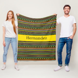 Personalized dark southwest pattern fleece blanket