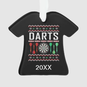 Personalized Dart Dartboard Ugly Christmas Sweater Ornament