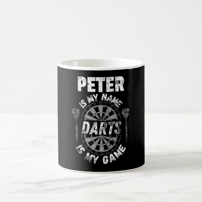 Personalized dart players named Peter shirts Coffee Mug (Center)