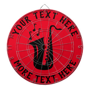 Personalized dartboard with saxophone design
