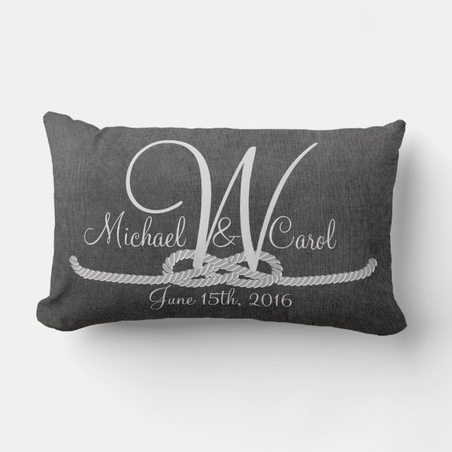 Personalized Dary Grey Monogram Family Pillow (Front)