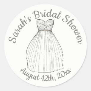 Personalized Date Bride Bridal Shower Wedding Gown Classic Round Sticker