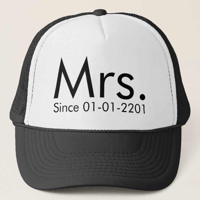Personalized Date Mrs. Just Married Bride Hat (Front)