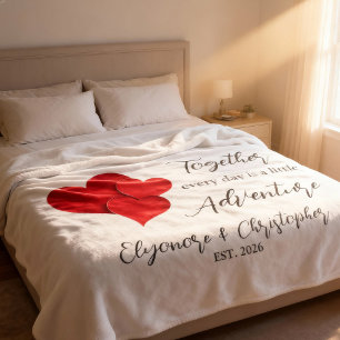 Personalized Date Together Every Day Adventure Fleece Blanket