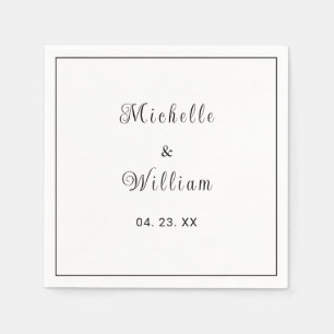 Personalized Dated B&W Lined Napkin