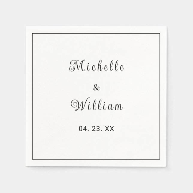 Personalized  Dated B&W Lined  Napkin (Front)