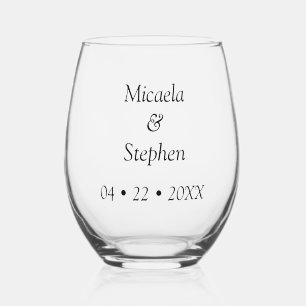 Personalized Dated B&W Stemless Wine Glass