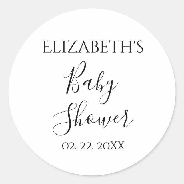 Personalized Dated Baby Shower Classic Round Sticker (Front)
