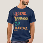 Personalized Dates - Legend Husband Dad Grandpa T-Shirt<br><div class="desc">Craft a legacy of love with our 'Legend Husband Dad Grandpa' design, elevated to perfection with a personalized touch – important dates in his life. This unique tribute celebrates the extraordinary journey of a man who wears multiple hats with grace. Whether it's as a loving husband, devoted dad, or cherished...</div>