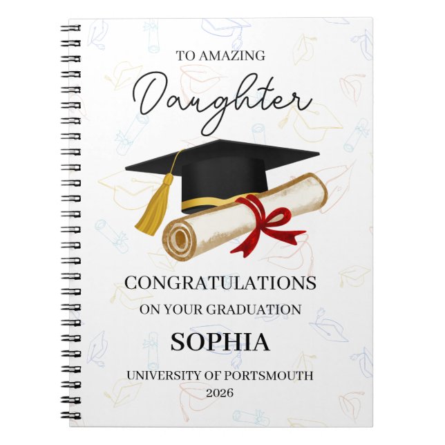 Personalized Daughter Graduation Keepsake  Notebook (Front)