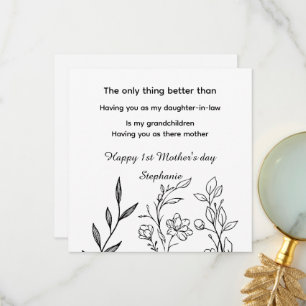 Personalized daughter in law 1st mother's day thank you card