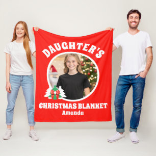 Personalized Daughter's Photo Christmas Fleece Blanket