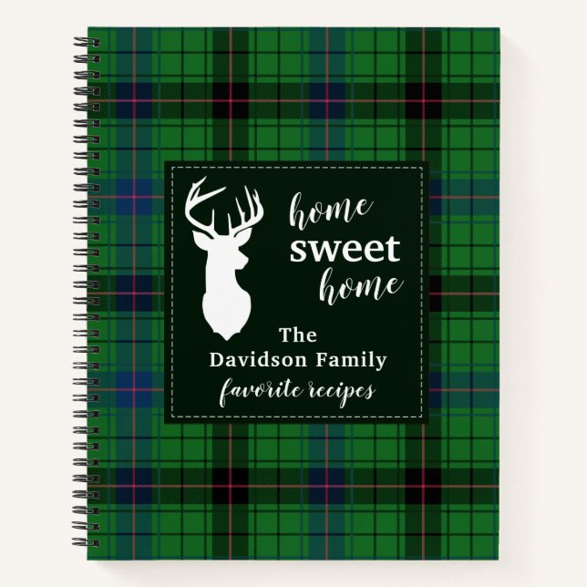 Personalized Davidson Tartan Plaid Family Recipe Notebook (Front)