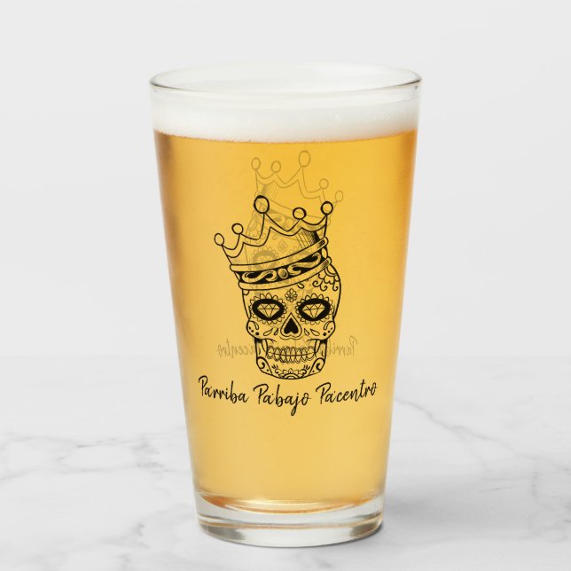 Personalized Day of the Dead Calavera TOAST Glass (Back Filled)