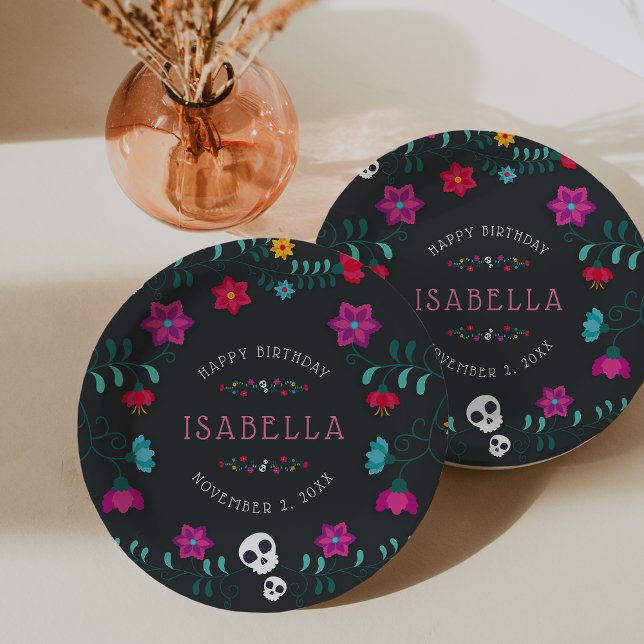 Personalized Day of the Dead Theme Birthday Party Paper Plate (Creator Uploaded)