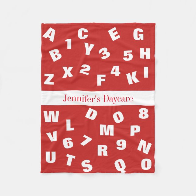 Personalized Daycare Alphabet Fleece Blanket (Front)