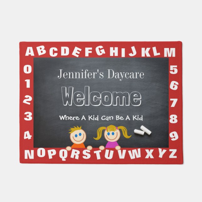 Personalized Daycare Alphabet Welcome Doormat (Front)