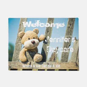 Personalized Daycare Rustic Bear Welcome Mat