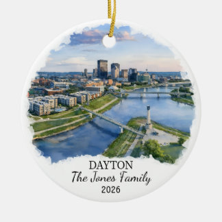 Personalized Dayton Ornament, Custom Ohio State Ceramic Ornament