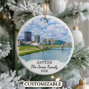 Personalized Dayton Ornament, Custom Ohio State Ceramic Ornament