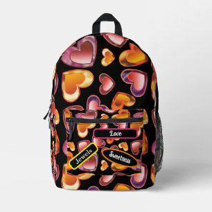 Personalized Dazzling Popping Gem Hearts Foil Printed Backpack