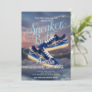 Personalized Dazzling Sneaker Ball Birthday Starry Invitation