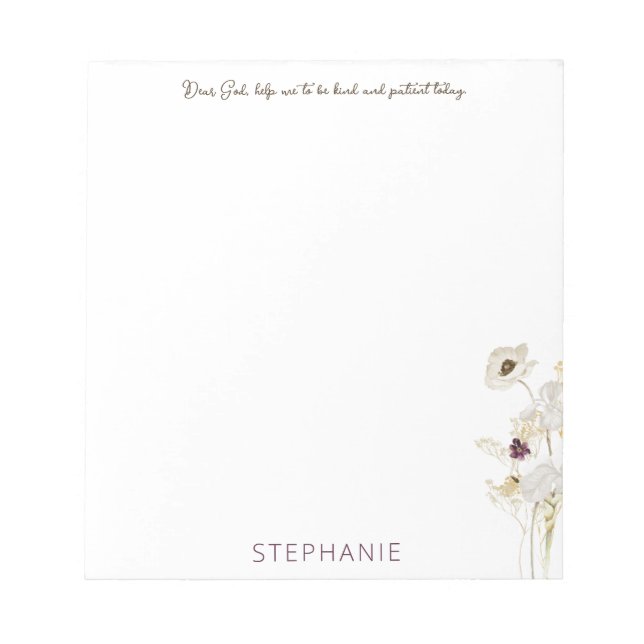 Personalized "Dear God" Notepad with White & Gold  (Front)