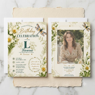 Personalized December Birth Flower Birthday  Invitation