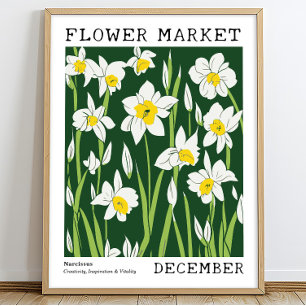 Personalized December Birth Flower Market Poster