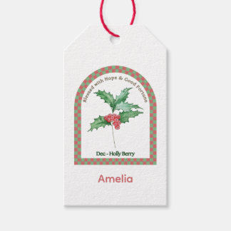Personalized December Birth Month Flower Gift Tags