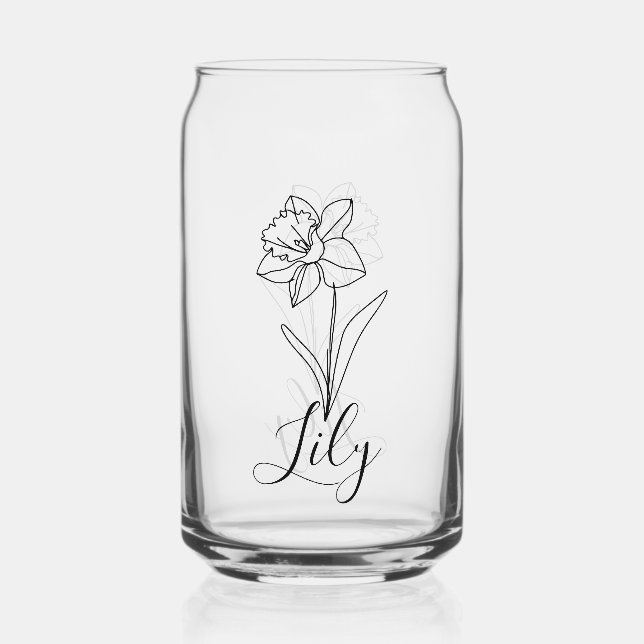 Personalized December Narcissus Birth Flower Gift  Can Glass (Front)