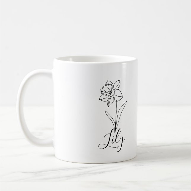 Personalized December Narcissus Birth Flower Gift  Coffee Mug (Left)