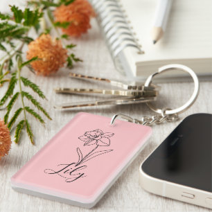 Personalized December Narcissus Birth Flower Gift Keychain