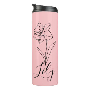 Personalized December Narcissus Birth Flower Gift Thermal Tumbler