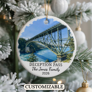 Personalized Deception Pass Ornament, Washington Ceramic Ornament