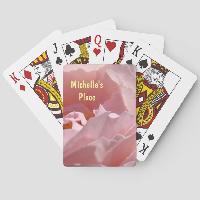 Personalized Deck of Cards Add Your Name Pink Rose (Back)