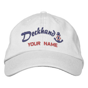 Personalized Deckhand Lifesaver Anchor Your Name Embroidered Hat