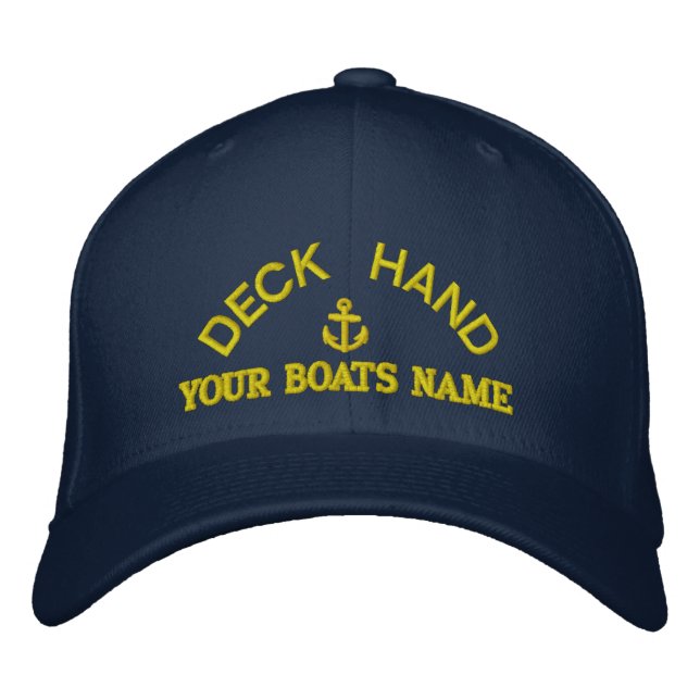Personalized deckhand yacht crew embroidered hat (Front)