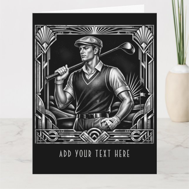 Personalized Deco Golfer- Big Golf Card (Front)