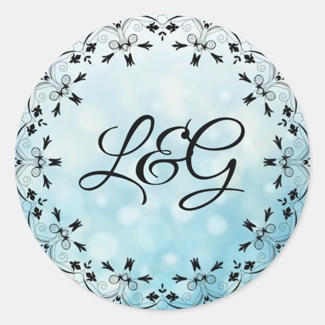 Personalized Decorative Blue Initial Sticker (Front)