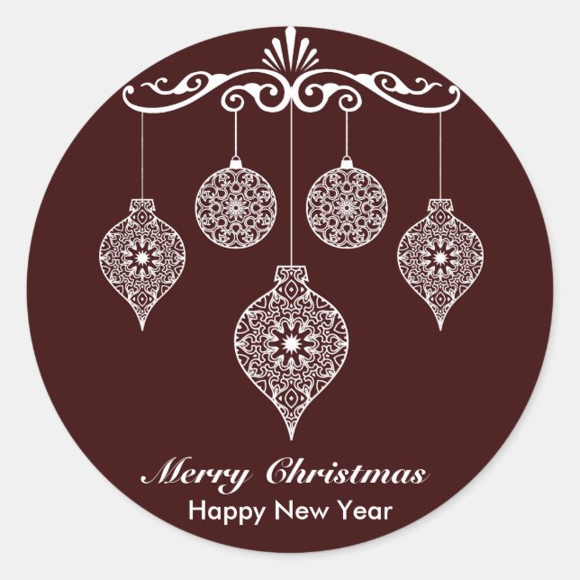 Personalized Decorative Christmas Design Classic Round Sticker (Front)